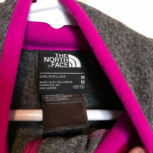 The North Face Girls Kids Size Medium 10-12 Fleece Jacket Grey and Fuchsia Pink - Picture 3 of 4